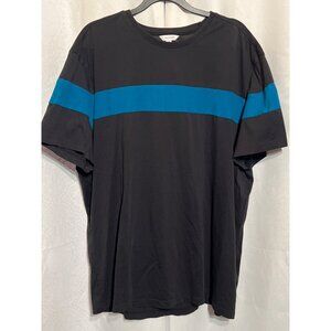 Calvin Klein Mens Black & Blue Stripe Crewneck T-Shirt XXL Casual Wear Cotton Bl